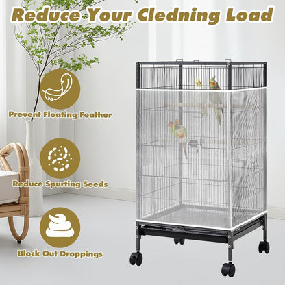 Hpmjz reusable seed guard net covering a round canary birdcage