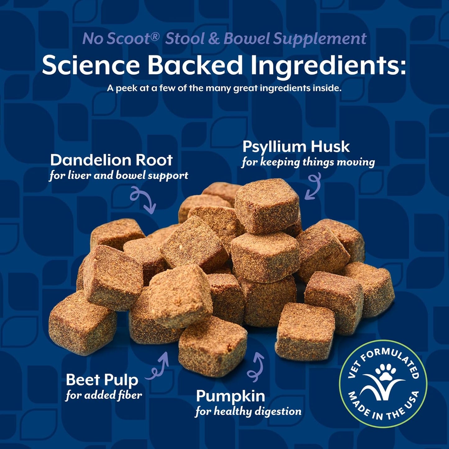 NaturVet No Scoot soft chews ingredients and benefits label