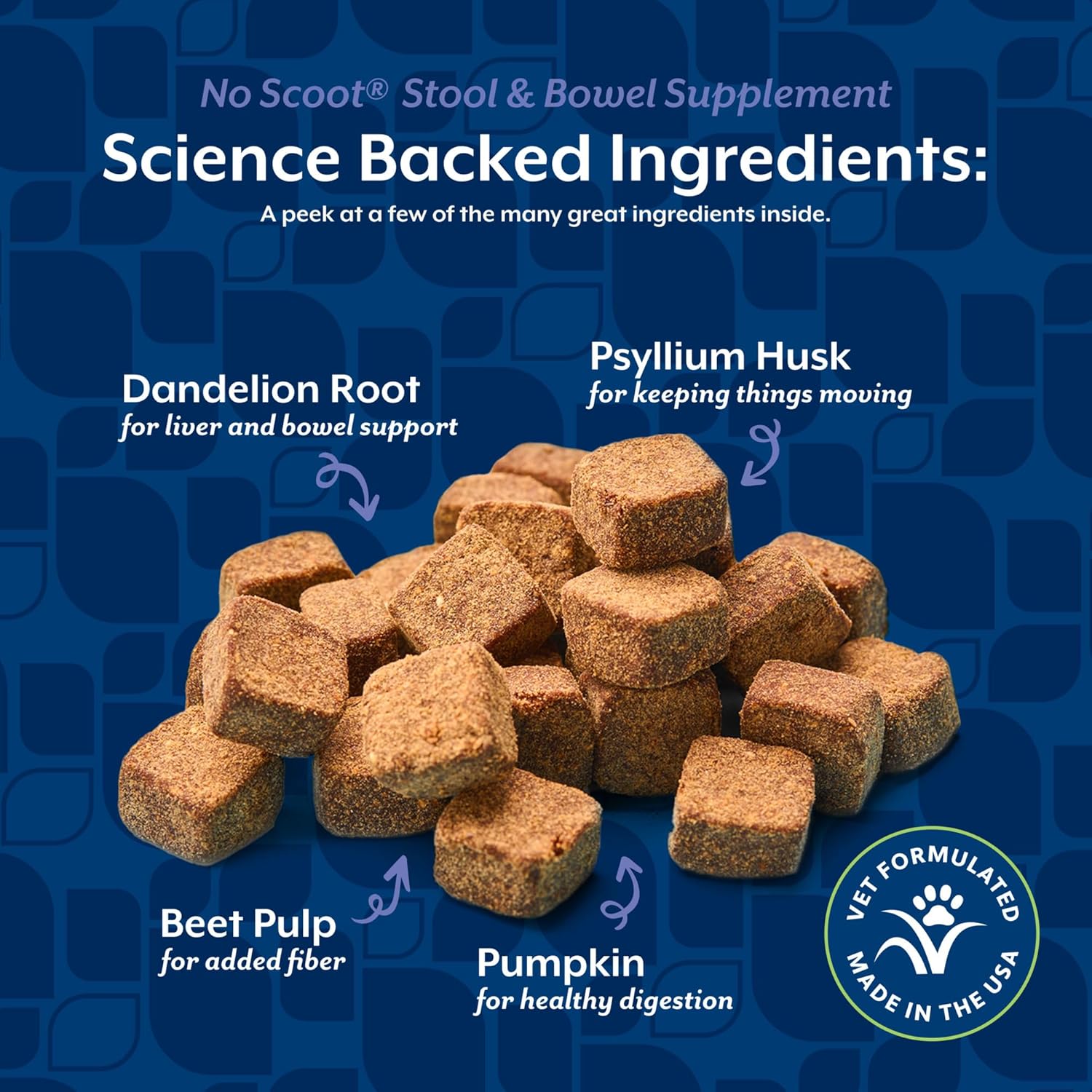 NaturVet No Scoot soft chews ingredients and benefits label