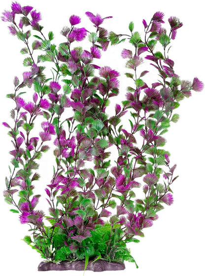 Hamiledyi extra large aquarium plastic plant front view in a fish tank setup