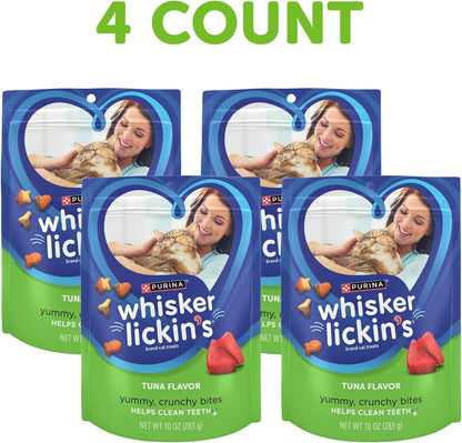 Whisker Lickins crunchy tuna cat snacks 10 Ounce pouch packaging