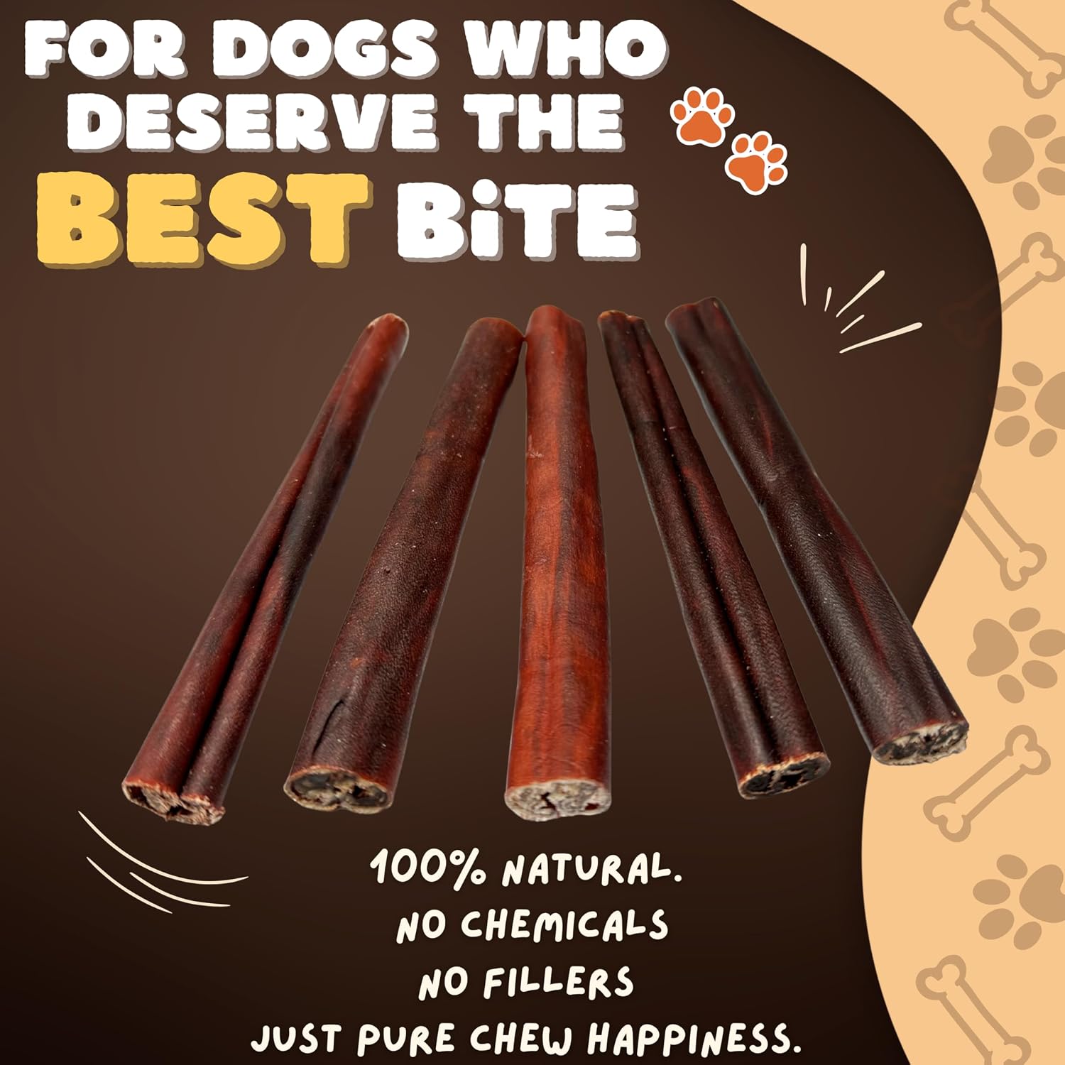 Woofley's natural beef collagen chews for dogs showing stick texture