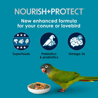 Close up of Kaytee Pro Health bird food seed blend texture.