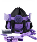Harrison Howard 9-Piece Horse Grooming Kit with Purple Organizer Tote