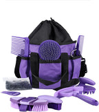 Harrison Howard 9-Piece Horse Grooming Kit with Purple Organizer Tote