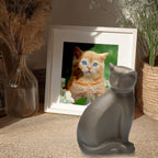 Minimalist solid brown pet memorial container showcasing smooth finish details
