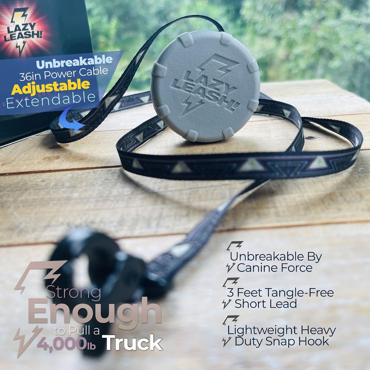 Waterproof tactical dog leash clip being clicked into place for an active running session.