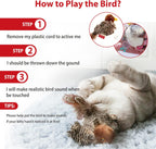 Motion activated chirping bird cat toy close up