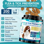 Woyamay natural dog flea and tick oral supplement bottle with chicken flavor label.
