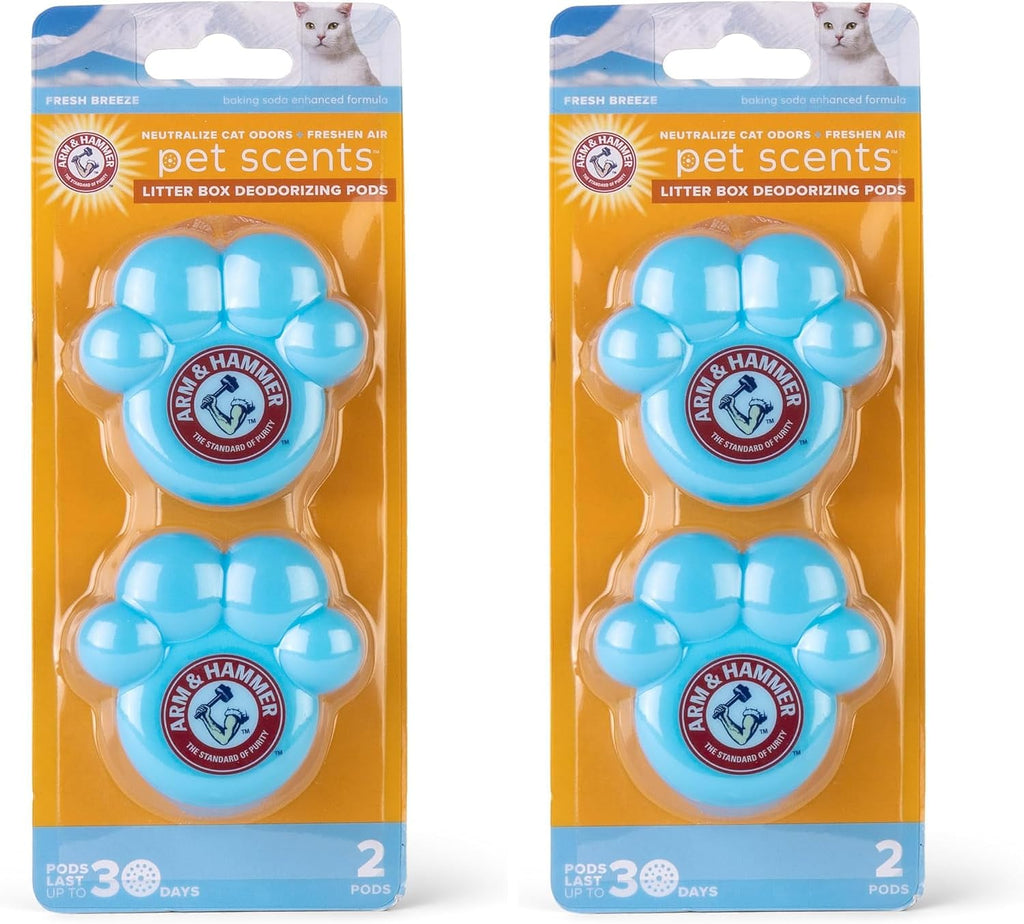 Multi cat household setup showing the discreet placement of the thirty day odor control pod.