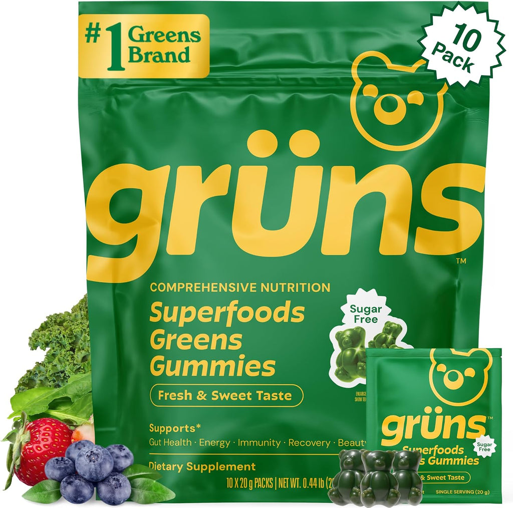 Gruns Adult Greens Gummies Sugar Free Multivitamin & Prebiotic Fiber, 28 ct - Image 9
