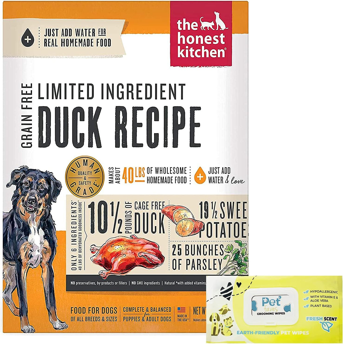 The Honest Kitchen Dehydrated Limited Ingredient Duck Dog Food front view