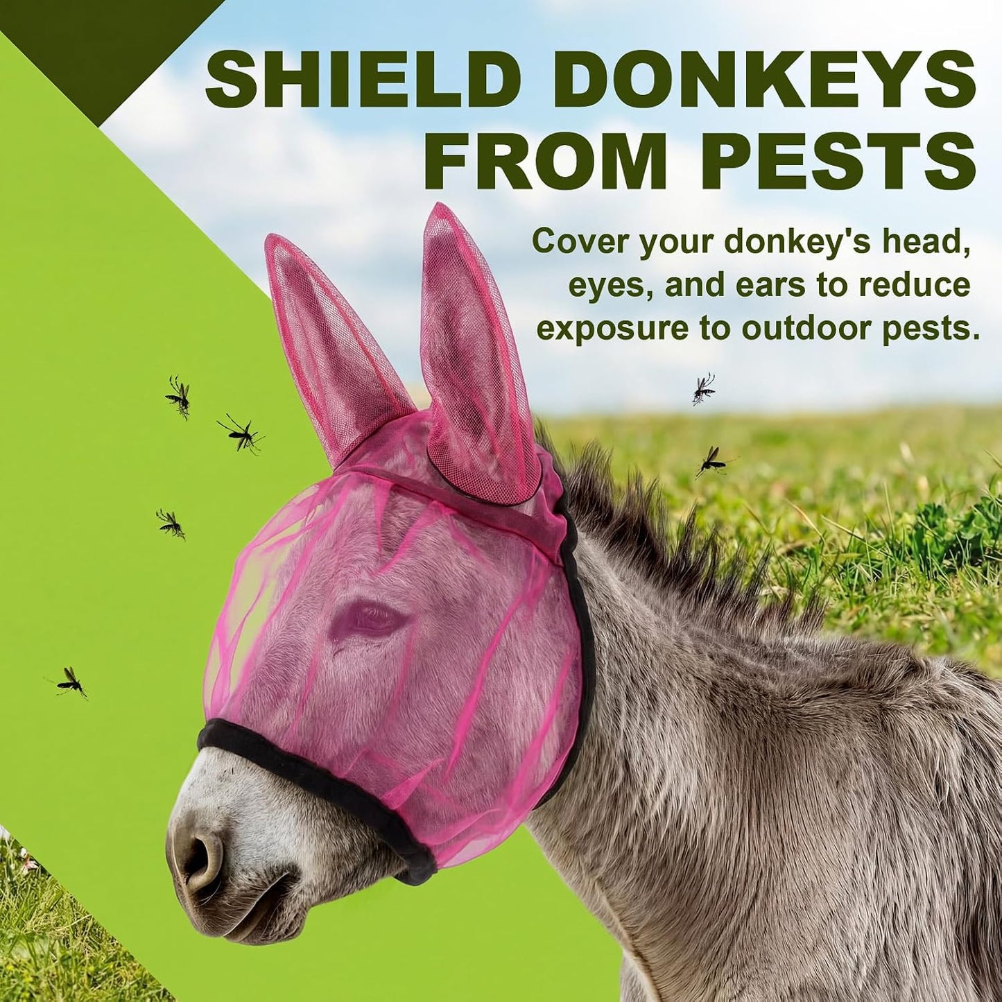 Adjustable fastening strap detail on Yeyeplum donkey fly mask