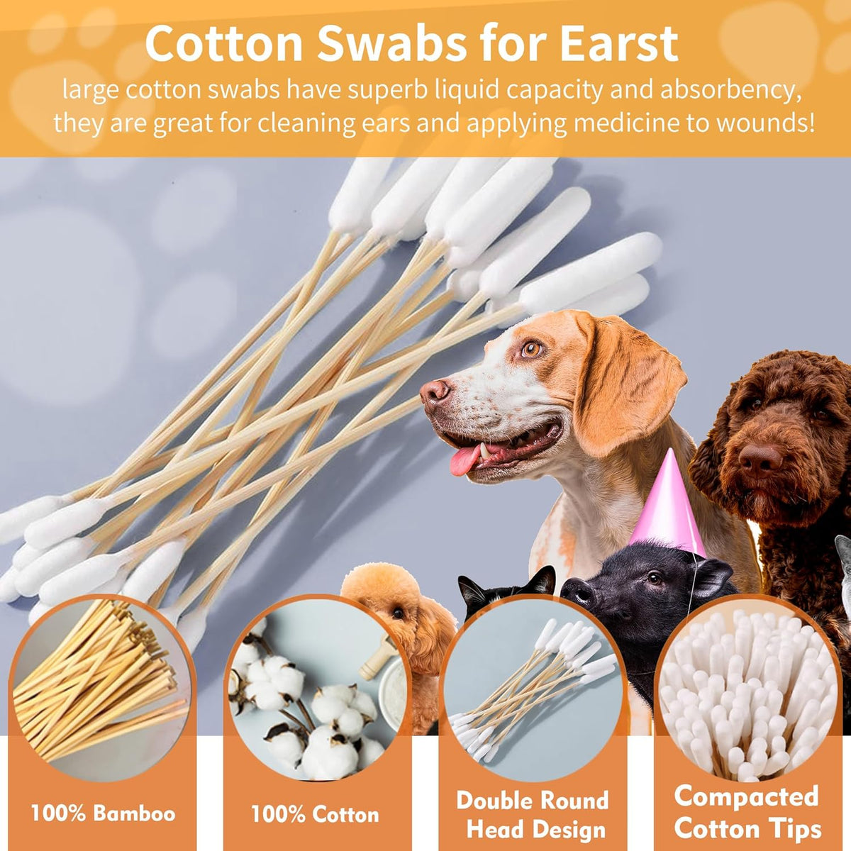 Pet grooming tools showing Xiaoxingyun cotton swabs