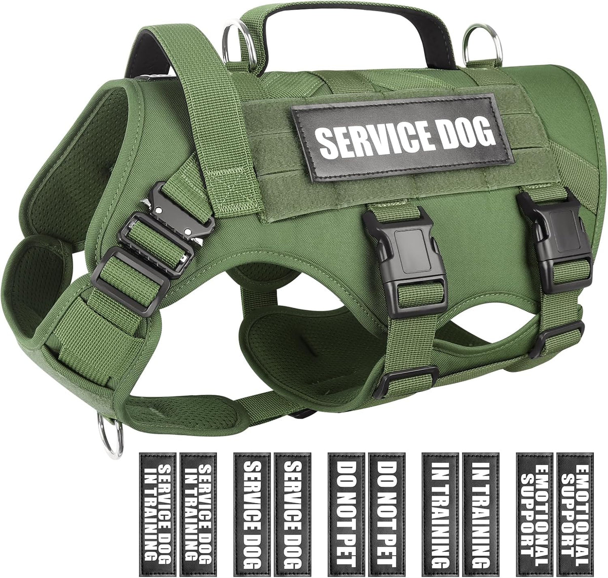 WINSEE Service Dog Vest Harness for Large Dog, Tactical Working MOLLE Vest with 10 Pet Patches, No Pull Heavy Duty Harness for Training Walking - Image 11