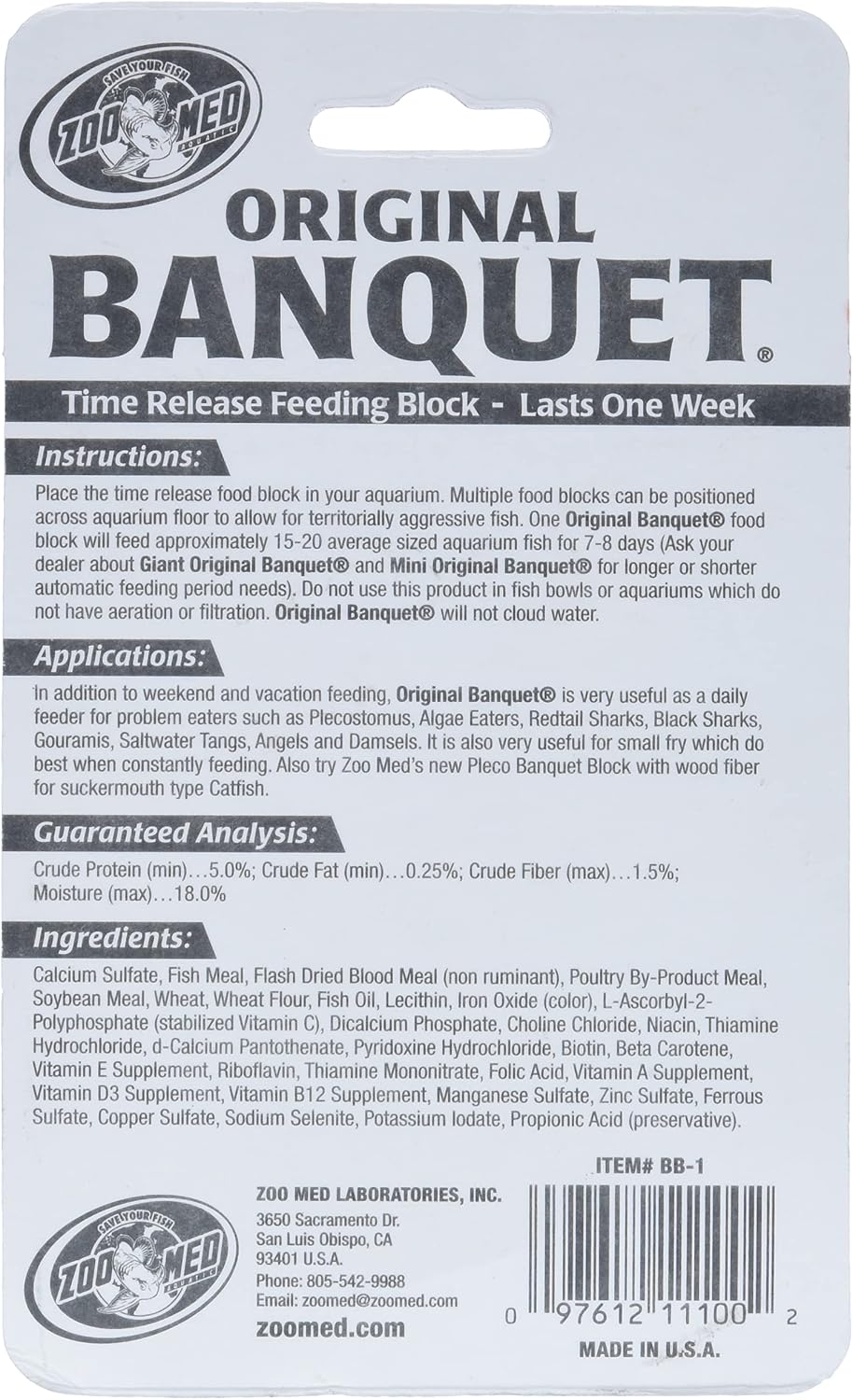 Zoo Med Original Banquet Feeding Block front view packaging