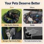 LUCKITTY rainbow color pet tunnel and tent setup inside a living room for indoor pet play.