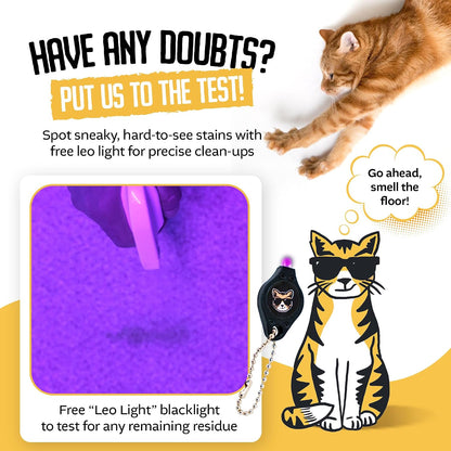 Piss Off Carpet and Rug Institute certified pet odor remover bottle label details