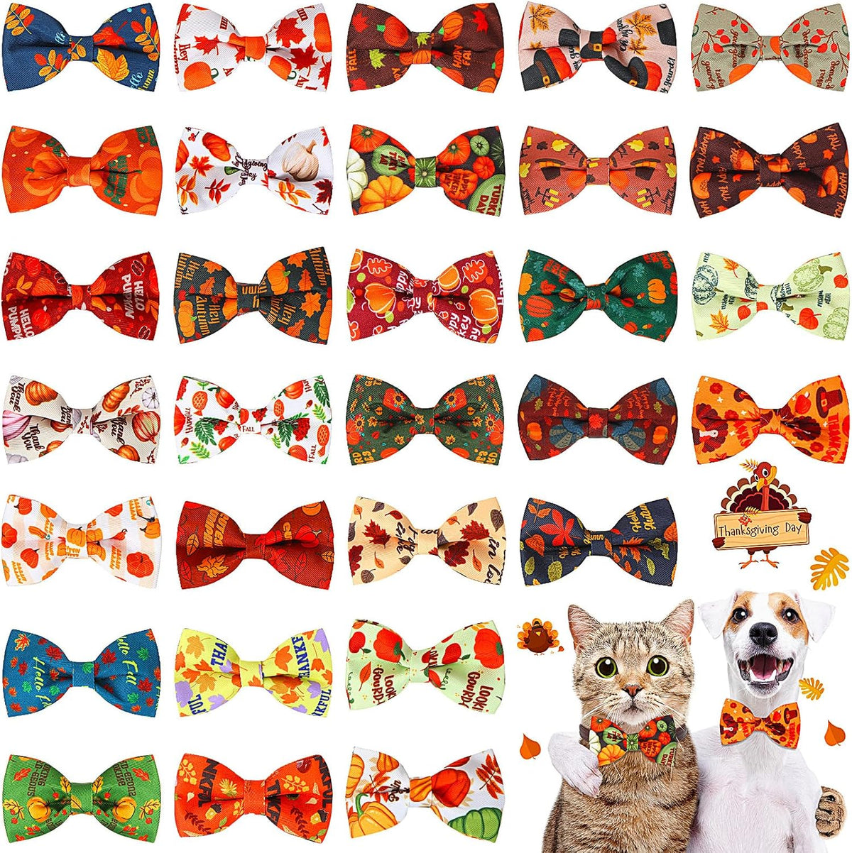 Full packaging assortment of the 30 piece Talltalk holiday dog accessories bulk pack.