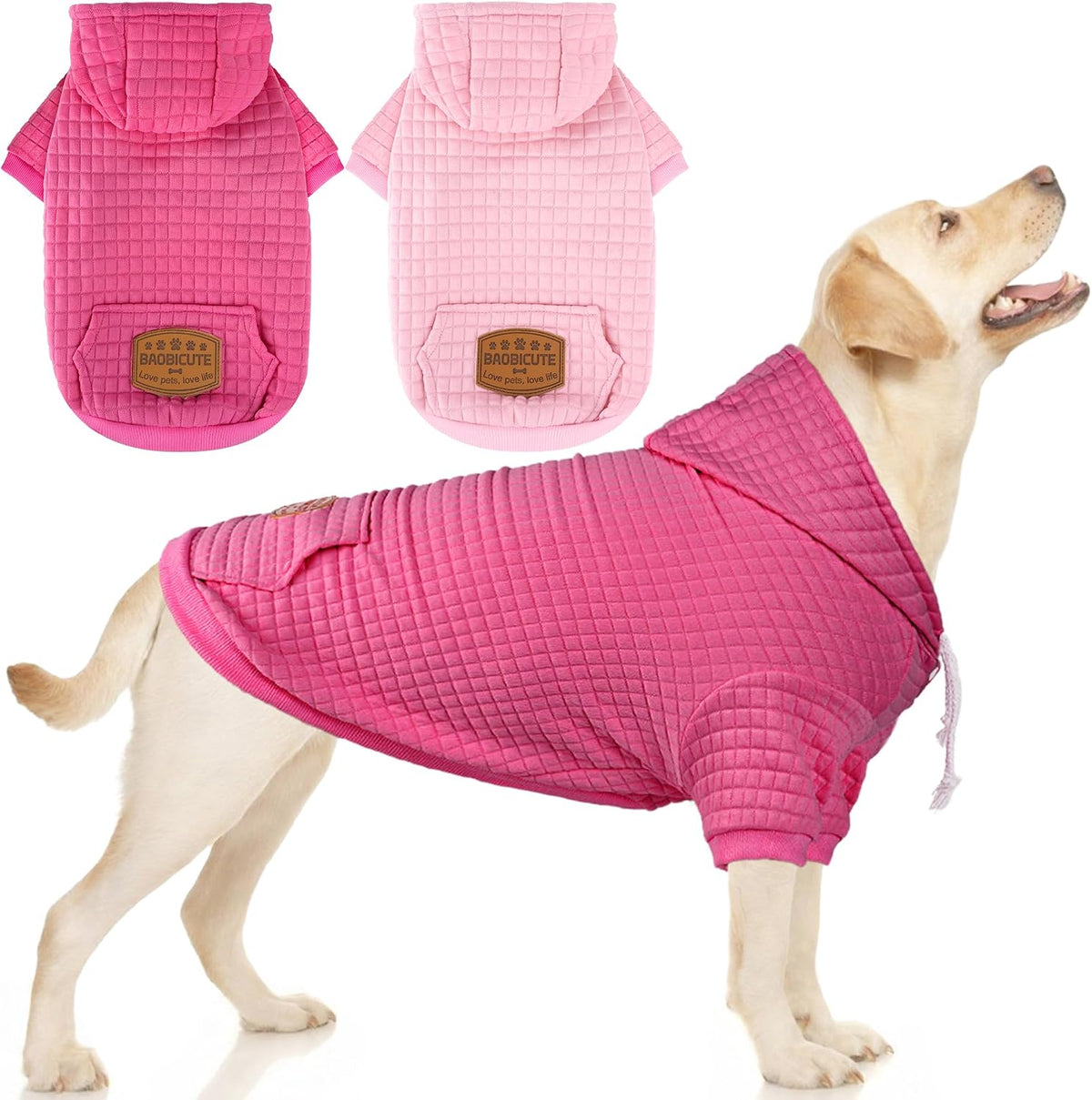 2 Pack Dog Hoodie Sweaters for Small Medium Dogs Warm Dog Clothes for Large Dogs Soft Waffle-Like Laminated Sweatshirt Bulldog (Black+Grey, M/L (Back: 17",Chest: 24.5", Neck: 14.5")) - Image 11