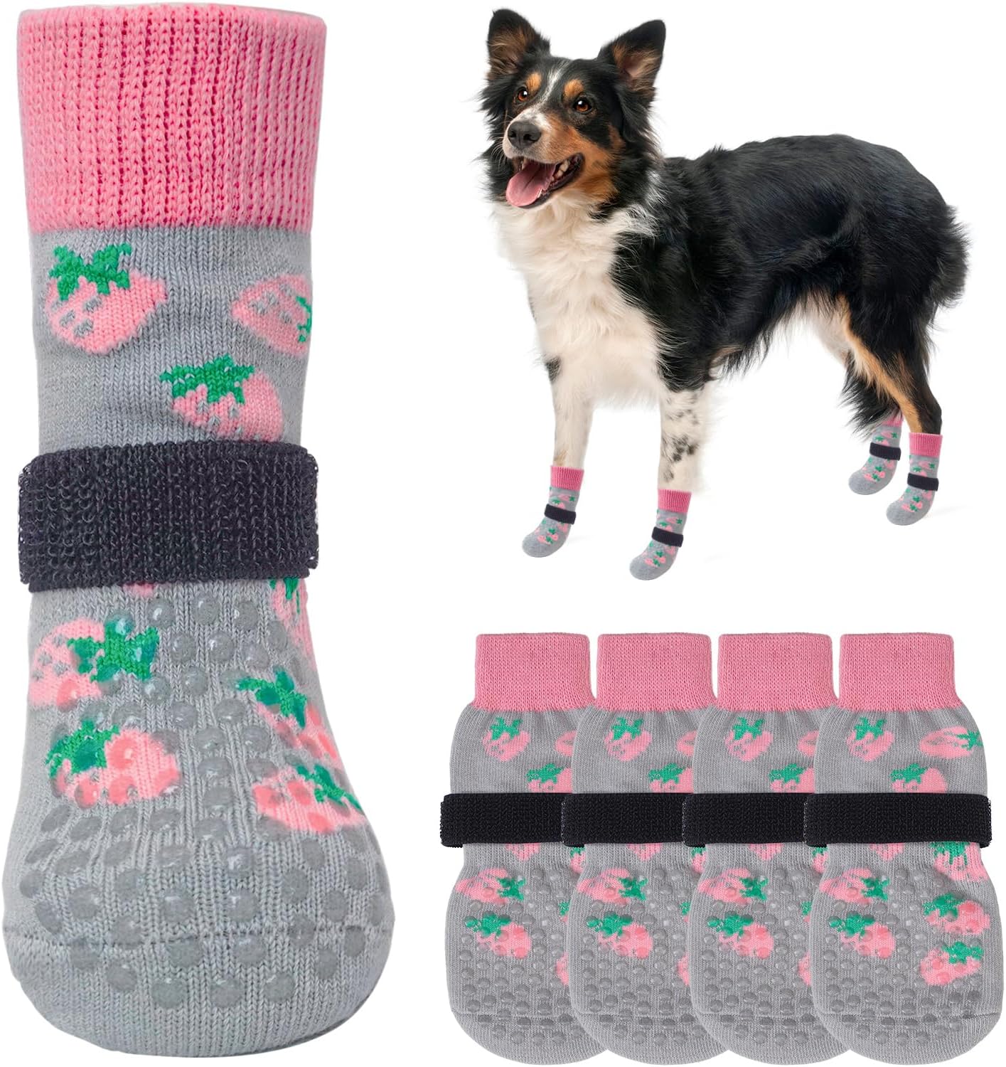 SCENEREAL Anti Slip Dog Sock to Prevent Licking Paws for Hardwood Floors, Boots & Paw Protector Shoes for Hot/Cold Pavement with Grippers, Double Sides Grips for Small Medium Large Senior Dogs - Image 12