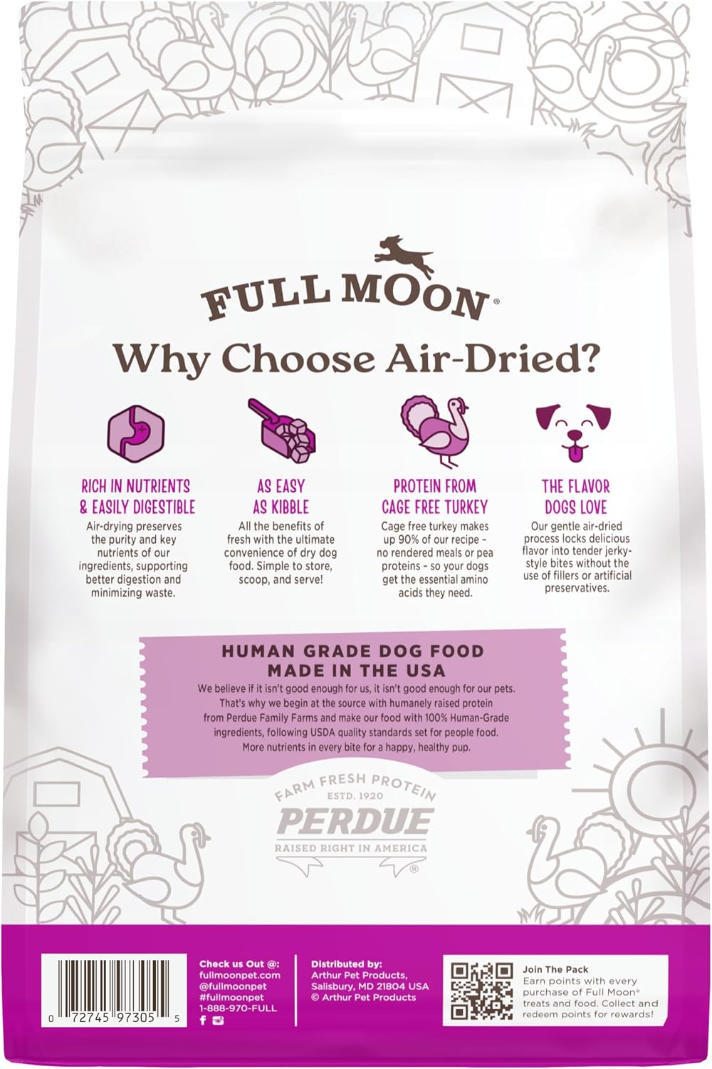 Full Moon human grade turkey and liver dog food jerky style bites
