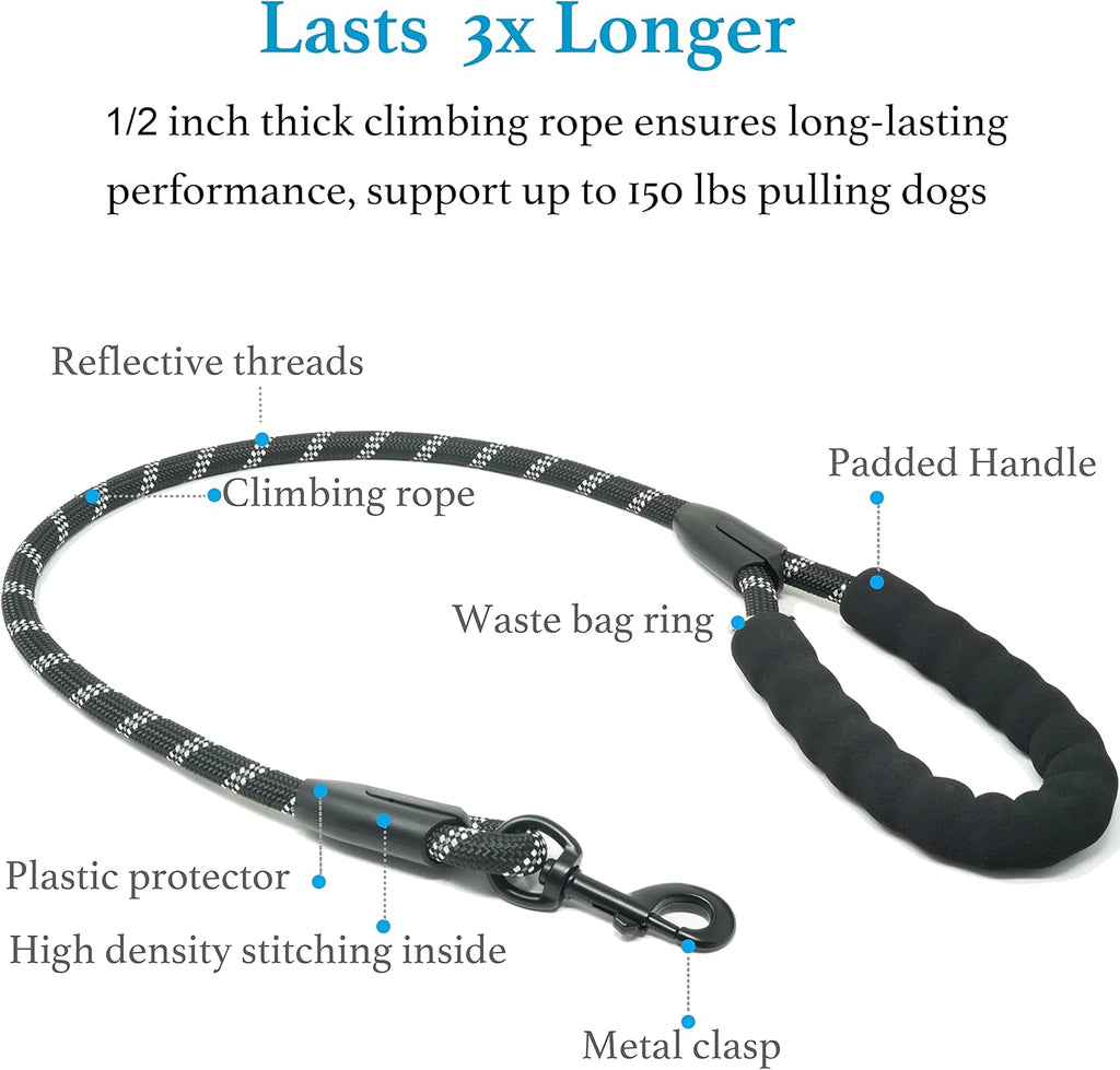 iYoShop double dog leash showing the expandable shock absorbing bungee extension stretched out.