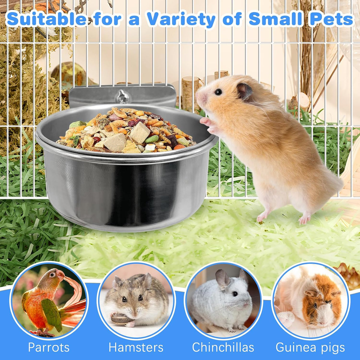 Side profile of parakeet feeding dish and bracket