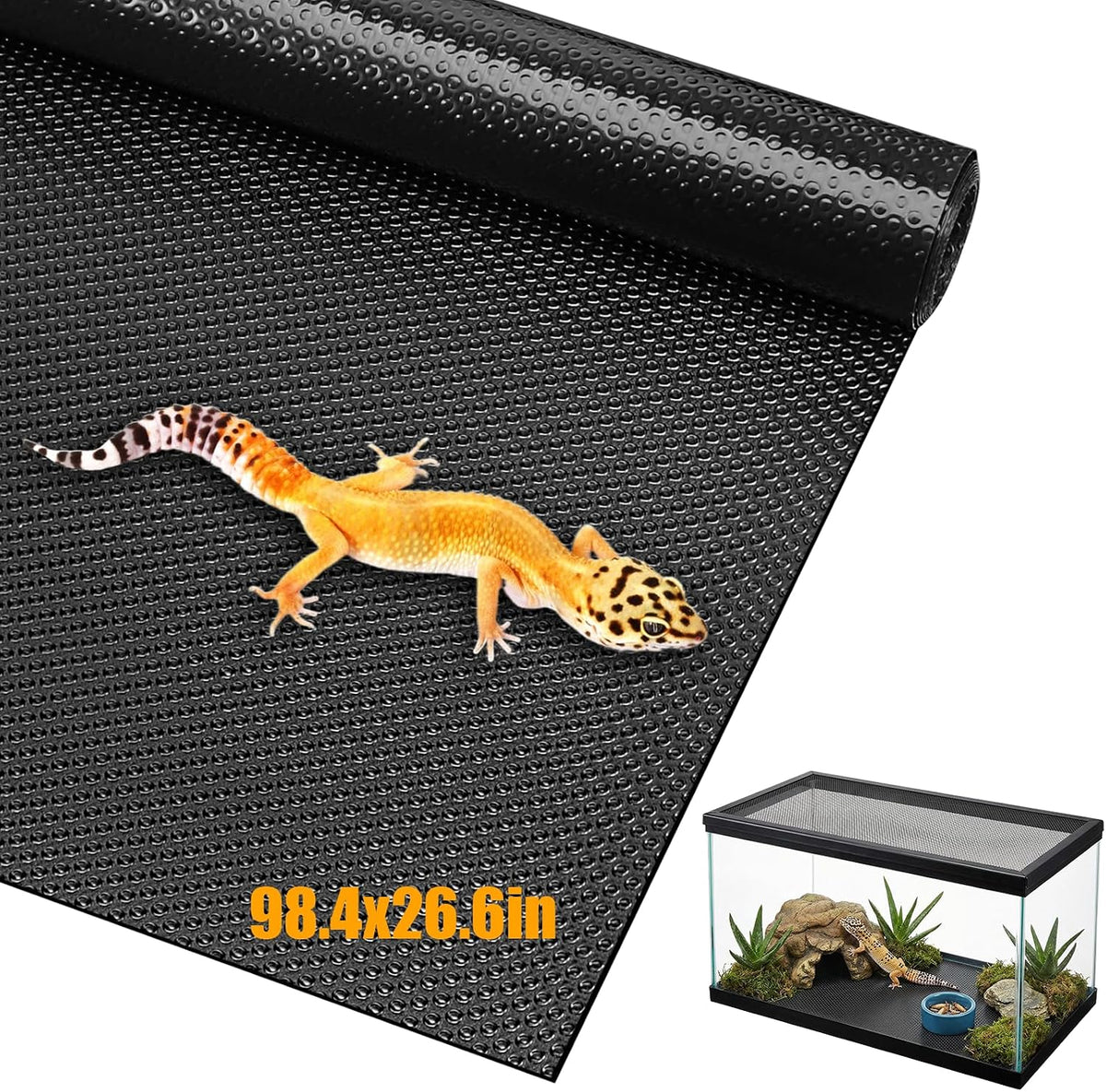 Leopard Gecko Tank Liner Mat, 5x2 ft Bearded Dragon Tank Accessories Cuttable, Gray Reptile Substrate Mat Terrarium Carpet for Bearded Dragon Enclosure for 120 Gallon Reptile TankLeopard Gecko - Image 9