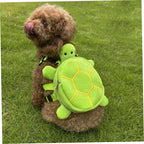 Open zipper view of the plush turtle dog bagpack showing interior storage space for treats