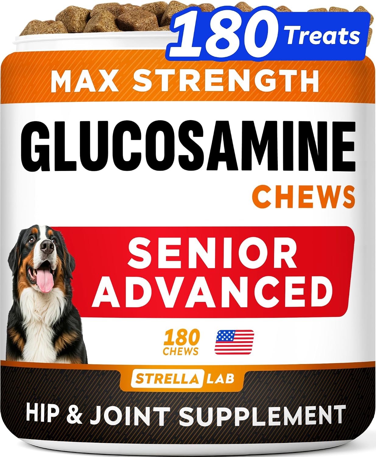 Senior Advanced Glucosamine Chondroitin Joint Supplement for Dogs - Hip & Joint Pain Relief Pills - Large & Small Breed - Hip Joint Chews Canine Joint Health - Dogs&Horses - Bacon Flavor-120Ct - Image 14