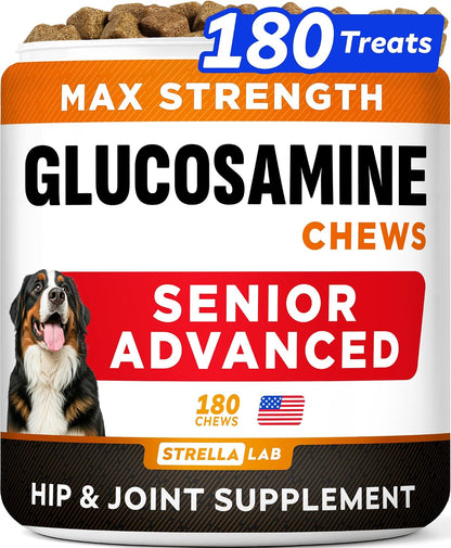Senior Advanced Glucosamine Chondroitin Joint Supplement for Dogs - Hip & Joint Pain Relief Pills - Large & Small Breed - Hip Joint Chews Canine Joint Health - Dogs&Horses - Bacon Flavor-120Ct - Image 14