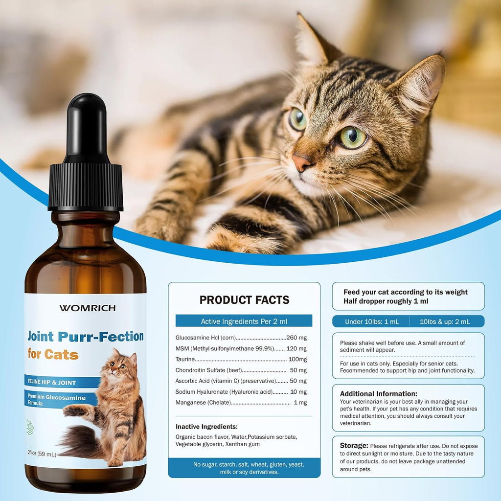 Bacon flavored glucosamine drops for feline joint care