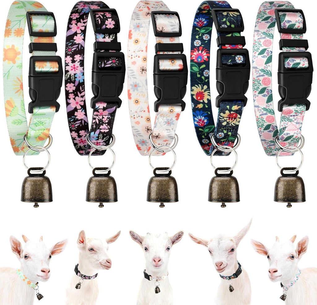 5 Pack Goat Collars with Bells, Horse Sheep Grazing Copper Bells and Adjustable Nylon Collar Set Pet Anti-Lost Loud Bronze Bell for Small Farm Animal Sheep Cow Accessories - Image 9