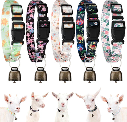 5 Pack Goat Collars with Bells, Horse Sheep Grazing Copper Bells and Adjustable Nylon Collar Set Pet Anti-Lost Loud Bronze Bell for Small Farm Animal Sheep Cow Accessories - Image 9