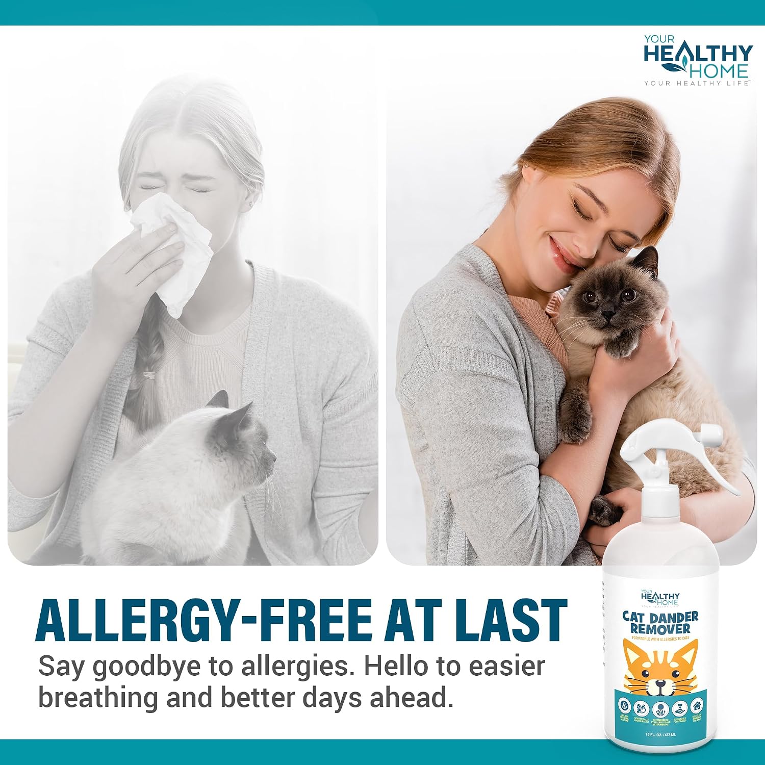 YourHealthyHome pet dander reducer spray being applied with a damp cloth