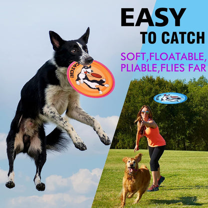 Three colored Xigou dog frisbees displayed on grass