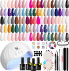 Mefa pink aesthetic gel nail polish kit front view with all components