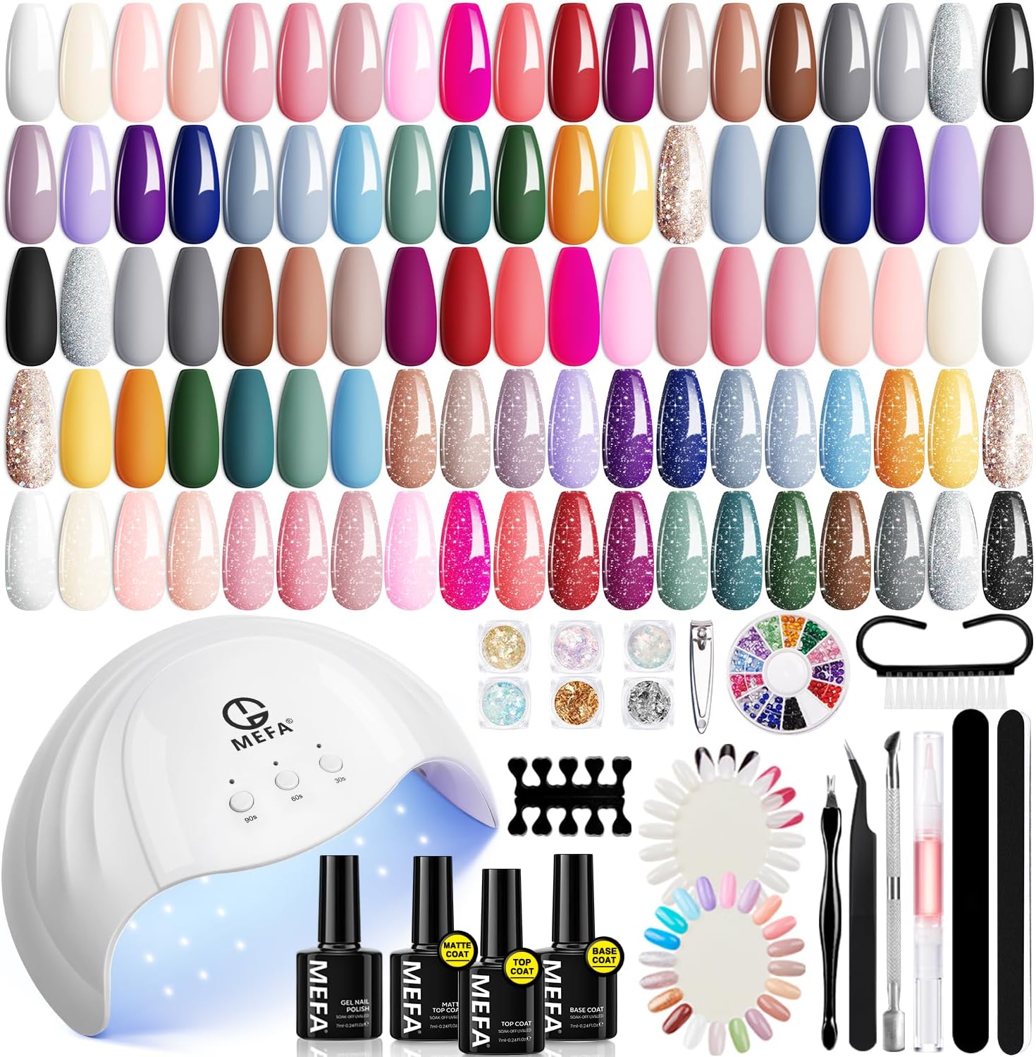 Mefa Pink Aesthetic Gel Nail Polish Kit front view with UV lamp