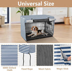 JUNZAN dog crate cover with both entrance doors rolled up for easy pet access.