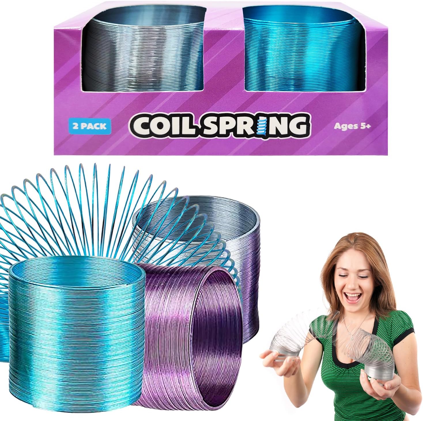 The Dreidel Company metal coil spring toy set front view