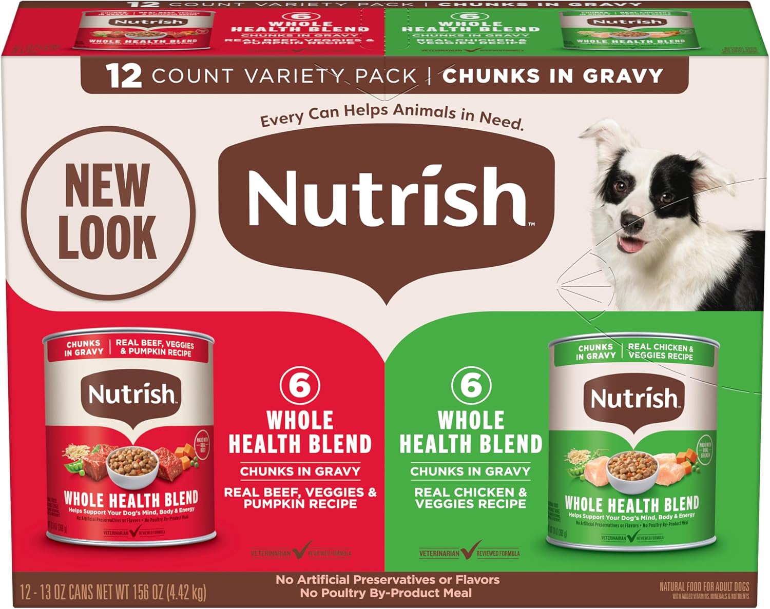 Nutrish Rachael Ray Wet Dog Food Chunks in Gravy Real Chicken & Veggies Recipe, 13 oz. Can, 12 Count - Image 12