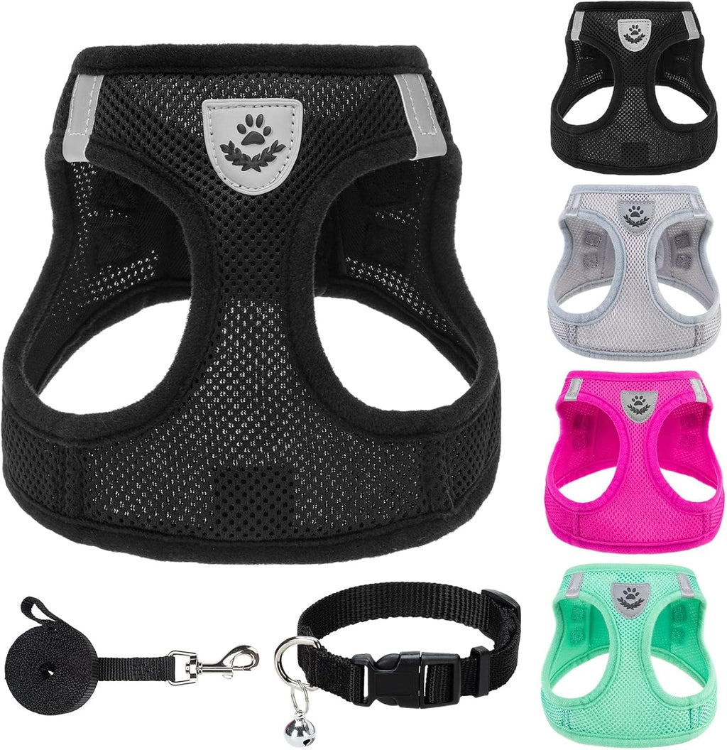 PUPTECK Adjustable Dog Harness Collar and Leash Set Step in No Pull Pet Harness for Small Medium Dogs Puppy and Cats Outdoor Walking Running, Soft Mesh Padded Reflective Vest Harnesses, Beige S - Image 12