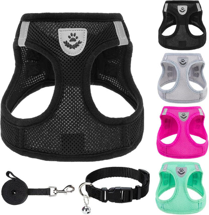 PUPTECK Adjustable Dog Harness Collar and Leash Set Step in No Pull Pet Harness for Small Medium Dogs Puppy and Cats Outdoor Walking Running, Soft Mesh Padded Reflective Vest Harnesses, Beige S - Image 12