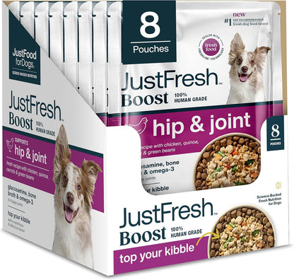 JustFoodForDogs JustFresh Boost Sensitive Stomach Dog Food Toppers with Fiber for Gut Support & Digestive Health, Human-Grade Fresh Pet Meal Booster, 8 oz Pouches - 8 Pack - Image 11
