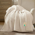 Bedsure ComfyFleece waterproof dog blanket front view spread across a modern couch