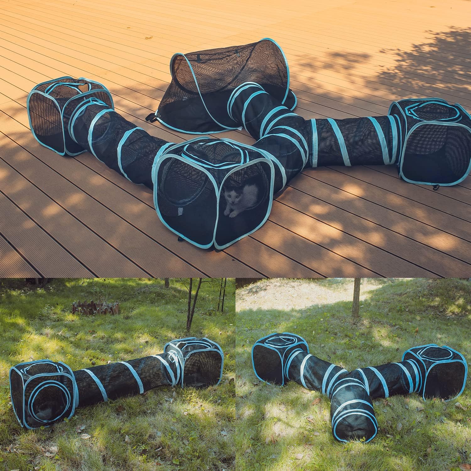 Modular cat enclosure set packed in portable carrying bag