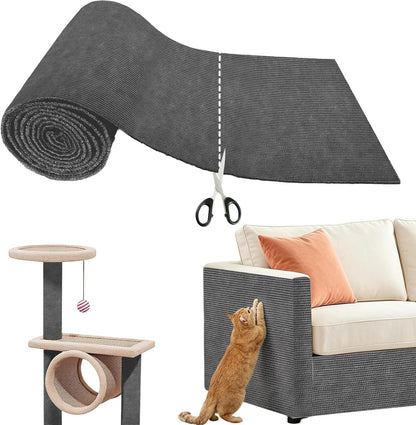 Cat Scratch Mat for Couch Furniture, Self-Adhesive Cat Scratcher Carpet, Trimmable DIY Cat Scratch Pad, Furniture Protector for Couch,Sofa,Door & Cat Tree (Light Gray, 39.3" x 15.8") - Image 10