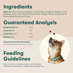 Back of Jinx Beef Bites package showing nutritional analysis