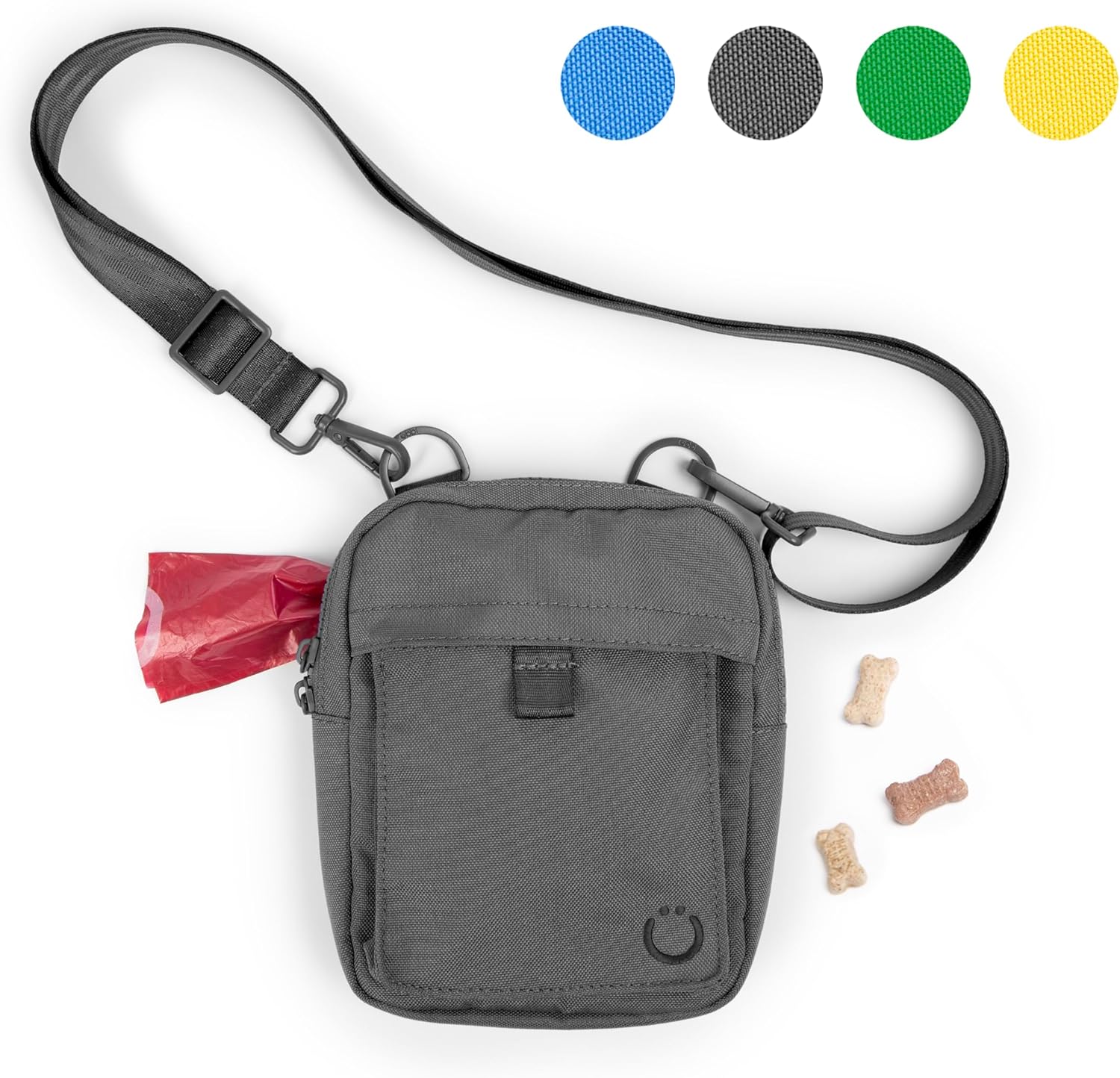 Ubbi Dog Treat Pouch for Training & Walking, 3-Way Wear Options - Crossbody, Waist, or Clip-On - with Magnetic Closure & Poop Bag Dispenser, Recycled RPET, Blue - Image 9